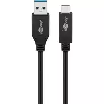 Wentronic goobay USB laidas – USB-C (kištukas) į USB Type A (kištukas) – USB 3.1 Gen 2, 3 A, 50 cm, apvalus, juodas (41073)