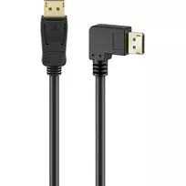 Kabelis DisplayPort Kištukas 90° > DisplayPort Kištukas, 8K / 144Hz (juodas, 2 metrai, 1 kištukas 90° šoninis, 54Gbit/s, DisplayPort 2.0 / 2.1)