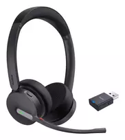 Yealink WH64 Hybrid Dual Teams belaidė ausinė DECT + Bluetooth ant galvos, biuro / skambučių centro, mikrofonas, Micro-USB, juoda