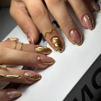 24Pcs Almond Shaped Gold Press On Nail Short Length Acrylic False Nail With Elegant Designs For Daily Manicure 1