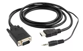 GEMBIRD HDMI į VGA ir garso adapterio laidas, vienas prievadas, 1,8 m – juodas