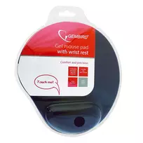Pelės kilimėlis GEMBIRD MP-GEL-BK – juodas, guminis su gelio riešo atrama, 220×240 mm