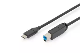 DIGITUS ASSMANN USB Type-C jungiamasis laidas, tipo C į B M/M, 2 m, 3 A, 5Gb/s, USB 3.0 versija, juodas