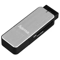 Hama 123900 SD/microSD kortelių skaitytuvas USB 3.0, aliuminis, juodas/sidabrinis
