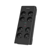 Philips SPN7080BA/60 apsauginis nuo viršįtampių filtras, juodas, 8 kištukiniai lizdai, 2 m