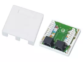 Alantec GN002 vielinis jungtis 2×RJ45 motina–motina balta tiesi plastikinė