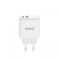SAVIO LA-06 USB Type A & Type C greitasis įkroviklis su Quick Charge 3.0 ir Power Delivery 3.0, 30 W, baltas