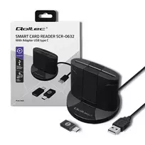 Lustinių kortelių skaitytuvas Qoltec 50632, USB 2.0, juodas, 1 m laidas
