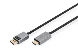 DIGITUS DP į HDMI laidas su LED 4K/30Hz, 3m, aliuminio korpusas, auksuoti kontaktai