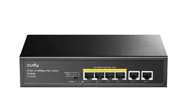 Tinklo jungiklis Cudy FS1006P Fast Ethernet 6 prievadų (4 PoE, 1 PoE+) 10/100Mbps, 1,2Gbit/s pralaidumas, metalinis korpusas, montavimas ant stovo/sienos