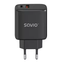 SAVIO LA-06/B USB-C 30W Power Delivery 1xUSB-C juodas