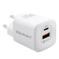 QOLTEC Įkroviklis 50763 – Vidinės AC greitasis 35W įkroviklis, USB-C PD 3.0 + USB-A, 5–20V, Baltas