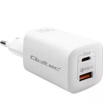 Vidinis greitasis įkroviklis QOLTEC 50765 — 65W USB-C PD 3.0 + USB-A, 5–20V, Type-C Eurokištukas, 2 įrenginiai