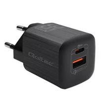 Kroviklis QOLTEC 50764 vidaus kintamosios srovės greitasis kroviklis USB-C 35W PD 3.0 + USB-A, 5–20V, C tipo eurokištukas