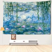 Monet Vandens lelija HD meno gobelenas Vasaros dekoras svetainei miegamajam BB sienos fonas Kambario dekoracija 74x94cm(29x37in)
