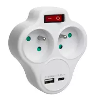 Elektros lizdo daliklis MACLEAN MCE336E su 2 USB prievadais, E tipo