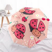 1pc Ladybug Garden Illustration Umbrella with Plastic Handle,Compact & Stylish,Cartoon Pattern,Outdoor UmbrellaPT478