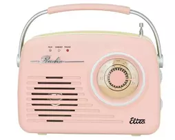 Stalinis radijo imtuvas Eltra LUIZA RETRO SP-11 su MP3, USB ir SD kortele, rožinis