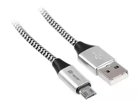 USB laidas Tracer TRAKBK46928 1m USB A Micro-USB B juodas sidabrinis