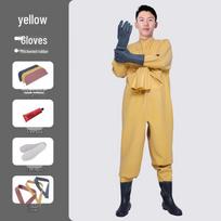 Men's Heavy-Duty Full-Body Rubber Waders with Gloves geltona