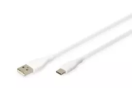 DIGITUS USB-C silikoninis įkrovimo laidas USB-A – USB-C USB 2.0 60W – 50 cm Baltas