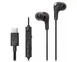 Laidinė ausinė JVC HA-FR9UC su USB-C, 9,2 mm tvarkyklės, 5–22000 Hz, įmontuotas mikrofonas ir valdymas, 1,2 m laidas, juoda