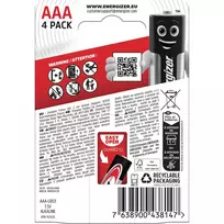 Energizer Batteries Alkaline Max AAA LR03, 4 vnt., Eko pakuotė