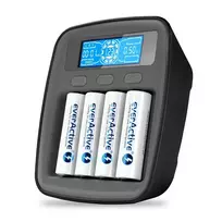 everActive NC-1000M V2 baterijų kroviklis, Ni-MH, 4 vietos AA/AAA, USB-C, juodas