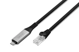 DIGITUS USB-C 3.2 Gen1 – RJ45 Ethernet kabelis CAT6a S/FTP juodas 2 m