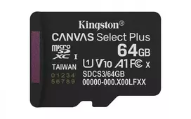 Kingston Technology 64GB microSDXC Canvas Select Plus Gen3 100R A1 Single Pack be adapterio
