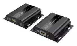 DIGITUS HDMI IP plėtiklio rinkinys – 4K/60Hz 120/200 m, vienas prie daugelio, CAT, juodas