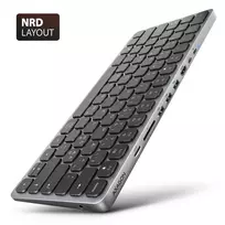 Axagon HMC-KB-NRD, USB 5Gbps centrinė stotelė su klaviatūra, HDMI 4K/60Hz, 3x USB-A, SD/mSD, garsas, PD100, Nordijos išdėstymas
