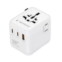Kelioninis maitinimo adapteris GEMBIRD TPA-1A2C20-01-W — 20 W, USB-A (18 W) + 2× USB-C (20 W), E tipo kištukas, baltas