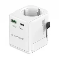 Kelioninis maitinimo adapteris GEMBIRD TPA-EU1A1C20-01-W 20W, USB-A 18W + USB-C 20W, Schuko kištukas, įėjimas 100–250V