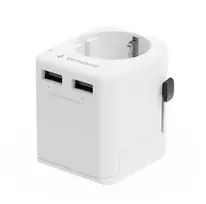 Universalus kelioninis adapteris GEMBIRD TPA-EU2A12-01-W 12W USB maitinimo adapteris tarptautiniams lizdams