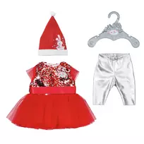Kalėdinė suknelė lėlei ZAPF BABY born Xmas Dress 43 cm, tekstilė, įvairiaspalvė, sulankstoma, 3–12 metų