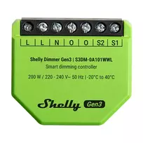 Įmontuojamas reguliatorius Shelly Dimmer Gen3 — LED iki 150 W, halogenas iki 200 W, 220–240 V, belaidis, juoda/žalia