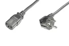 DIGITUS maitinimo laidas, CEE 7/7 (F tipas) 90° kampu - C13 M/F, 5m H05VV-F3G 1,0 kv.mm juodas, atitinka ES reikalavimus