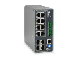 LevelOne IGP-1271 TURING 12 prievadų L3 Lite valdomas pramoninis gigabaitinis jungiklis, 8 PoE išėjimai, 240W, 802.3at/af PoE, 4 x SFP, -40°C iki 75°C