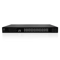 Valdomas L2 PoE+ tinklo jungiklis LevelOne GEP-2861, 24x Gigabit PoE+ + 4x SFP, 390W, 1U
