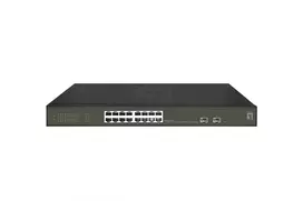 LevelOne GES-2118P Hilbert 18 prievadų gigabitinis PoE išmanusis lite jungiklis, 16 PoE išėjimų, 2 x gigabitiniai SFP, 802.3at/af PoE, 230 W PoE galios biudžetas