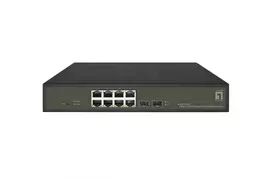 LevelOne Hilbert GES-2110P 10 prievadų Gigabit PoE Smart Lite jungiklis, 8 PoE išėjimai, 2 x Gigabit SFP, 802.3at/af PoE, 130W PoE galios biudžetas