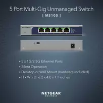 NETGEAR MS105-100EUS tinklo jungiklis Nevaldomas 2.5G Ethernet (100/1000/2500) Power over Ethernet (PoE) 1U
