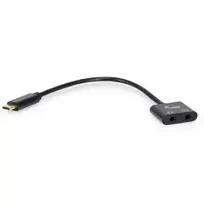 Equip USB-C į dvigubą 3,5 mm garso DAC adapteris, USB C, kištukas, 2 x 3,5 mm, lizdas, 0,15 m, juodas
