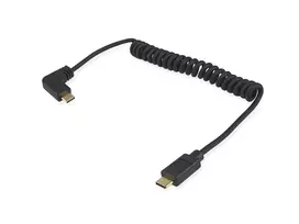 Equip USB 2.0 C į C 90° Lenktas Riestas Laidas M/M 1 m Juodas