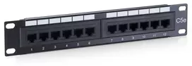 Equip 12 prievadų Cat.5e neekranuotas pataisos skydelis, juodas