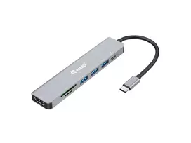 Equip USB-C 7 viename universalus adapteris, HDMI 4K/60Hz, USB 3.2 Gen1 x 3, TF/Micro SD, 100W USB PD
