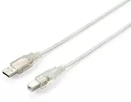 USB 2.0 laidas Type A – Type B Equip 128650, 1,8 m, permatomas sidabrinis