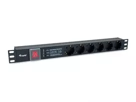 Equip 6-ių lizdų Vokietijos maitinimo skirstytuvas su apsauga nuo viršįtampių ir integruotu linijos filtru