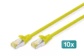DIGITUS Patch kabelis - CAT6a - S/FTP - Snagless - 1 m - geltonas - 10 vnt. pakuotė